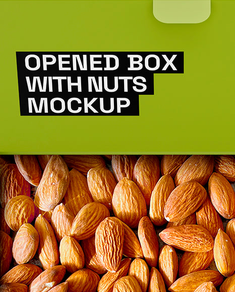 Opened Box With Almond Nuts Mockup