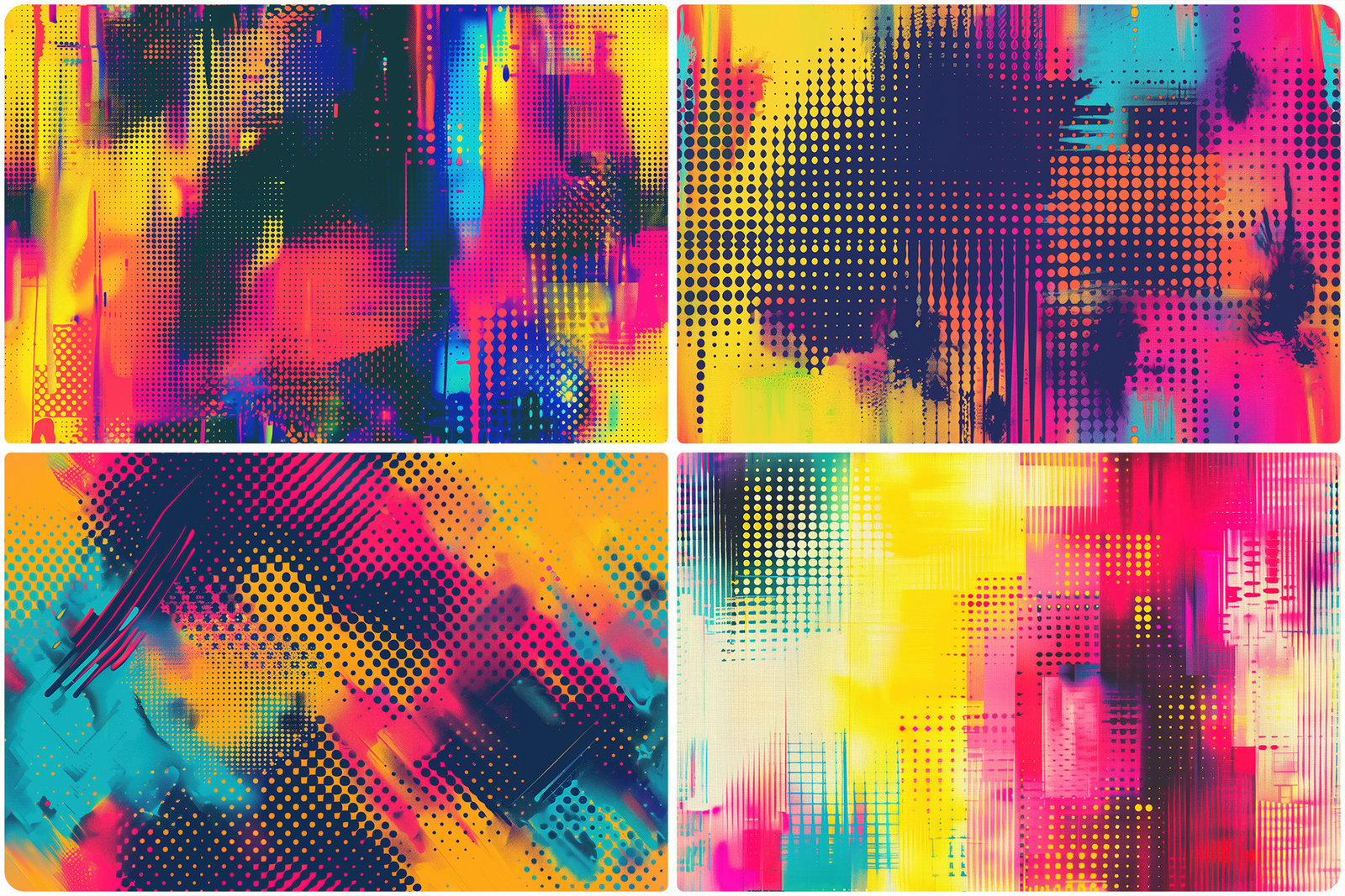 20 Vibrant Halftone Glitch Backgrounds