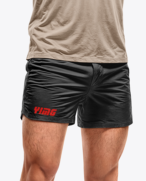 Male UFC Fighter Wearing T-Shirt and Shorts Mockup