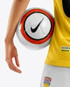 Female Soccer Player Wearing Jersey and Shorts Mockup