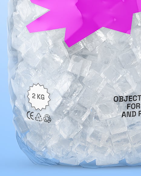 Clear Plastic Bag with Ice Cubes Mockup