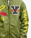 Black Man in Sunglasses Wearing Bomber Jacket and Jeans Mockup