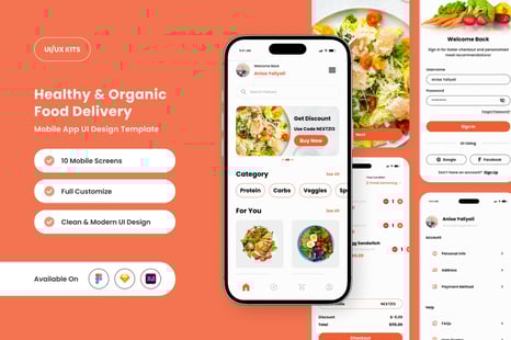 Savora – Plant-Based Food Delivery App Design Template - Delivery app