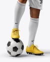 Man Wearing Soccer Jersey and Shorts Mockup