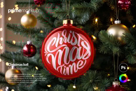 Christmas Ball Ornament Mockup Scene