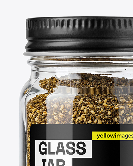 Clear Glass Jar with Za'atar Spice Mockup