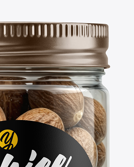 Plastic Jar with Whole Nutmeg Mockup
