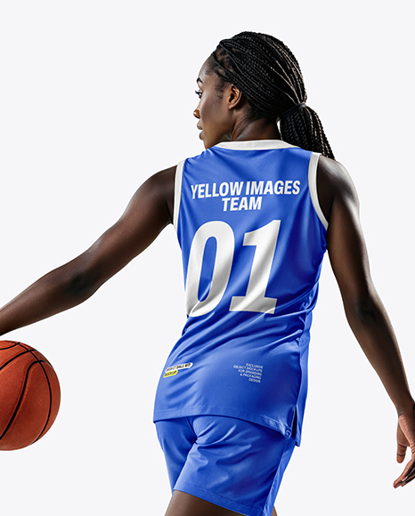 Black Woman Wearing Full Basketball Kit Mockup