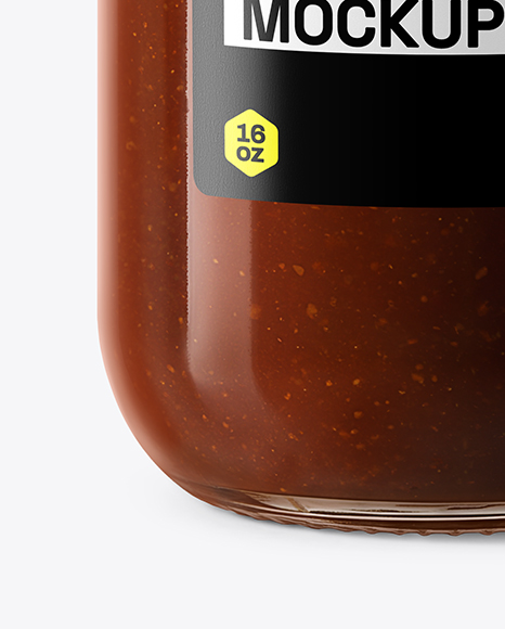 Clear Glass Jar with BBQ Sauce Mockup