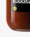 Clear Glass Jar with BBQ Sauce Mockup