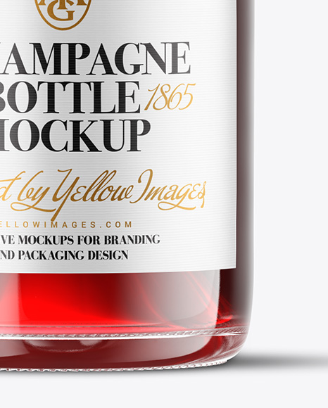 Clear Glass Red Champagne Bottle Mockup
