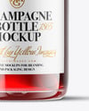 Clear Glass Red Champagne Bottle Mockup