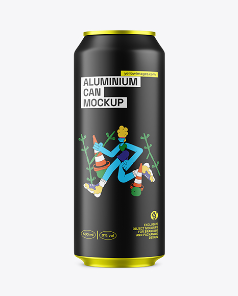 500ml Matte Aluminium Drink Can Mockup - Packaging mockups