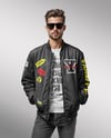 Bearded Man Wearing Bomber Jacket and Jeans Mockup