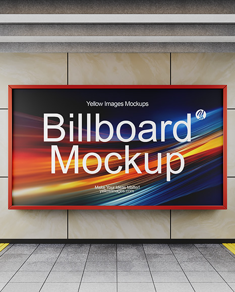 Billboard in the Underground Passage Mockup - Front View