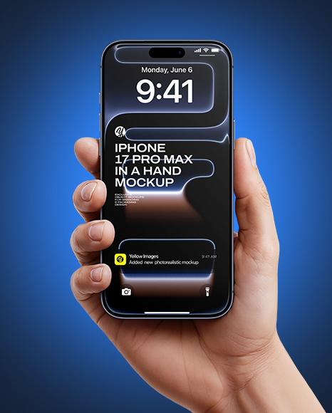 iPhone 17 Pro Max Deep Blue in a Hand Mockup