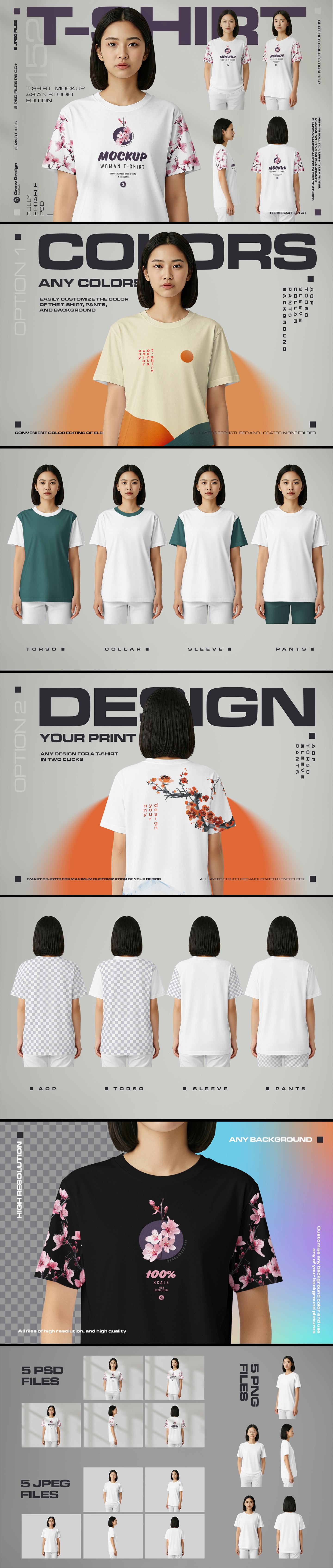 Mockup Woman T-Shirt Set – Asian Model Studio Edition.