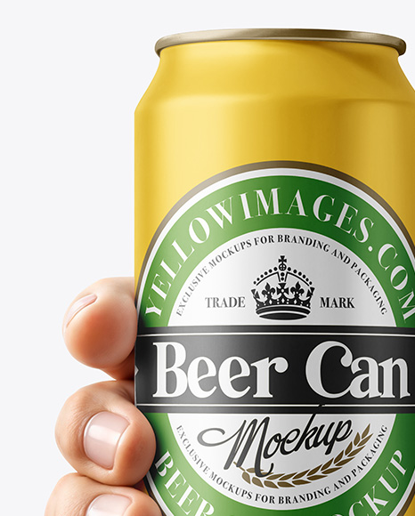 Aluminium Can With Matte Finish in a Hand Mockup