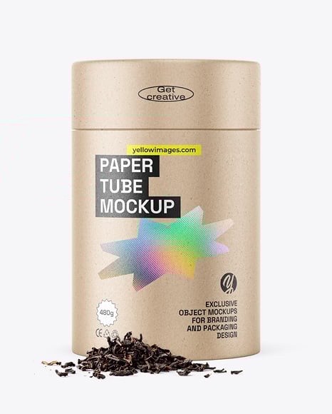 Kraft Paper Tube with Tea Mockup