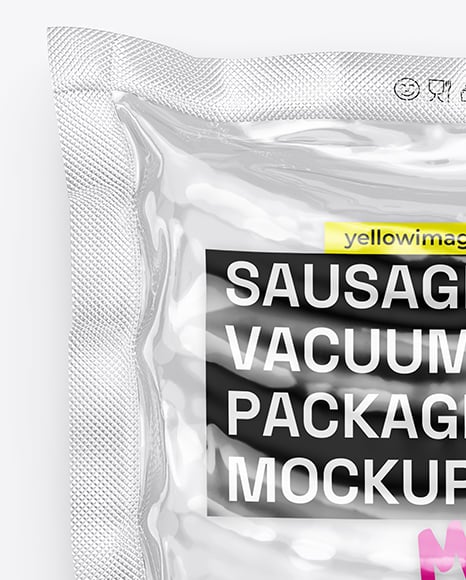 Transparent Clear Plastic Flow-Pack with Sausages Mockup