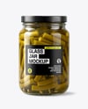 Glass Jar with Pickled Green Beans Mockup