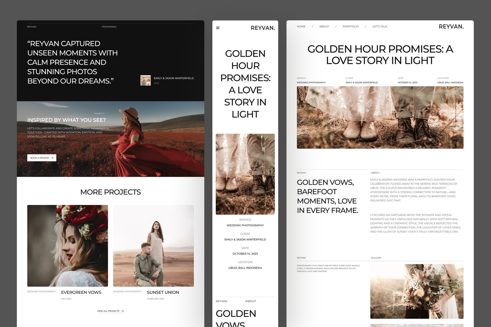 Reyvan - Photography Website UI Figma Template