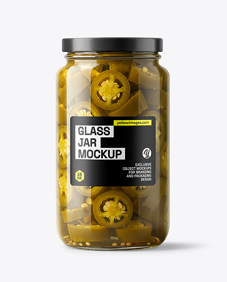 Glass Jar with Pickled Jalapenos Mockup - Glass+Jar+With+Various+Fillers+Mockup+In+Jar+Mockups+On+Yellow