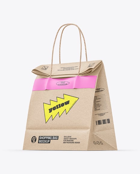 Kraft Paper Shopping Bag Mockup - Kraft+Paper+Shopping+Bag+Mockup+-+Half+Side+View+in+Bag+