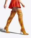 Pair of Over-The-Knee Boots on Women's Legs with Skirt Mockup