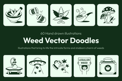 Weed Drawing Illustration Set - Illustrations