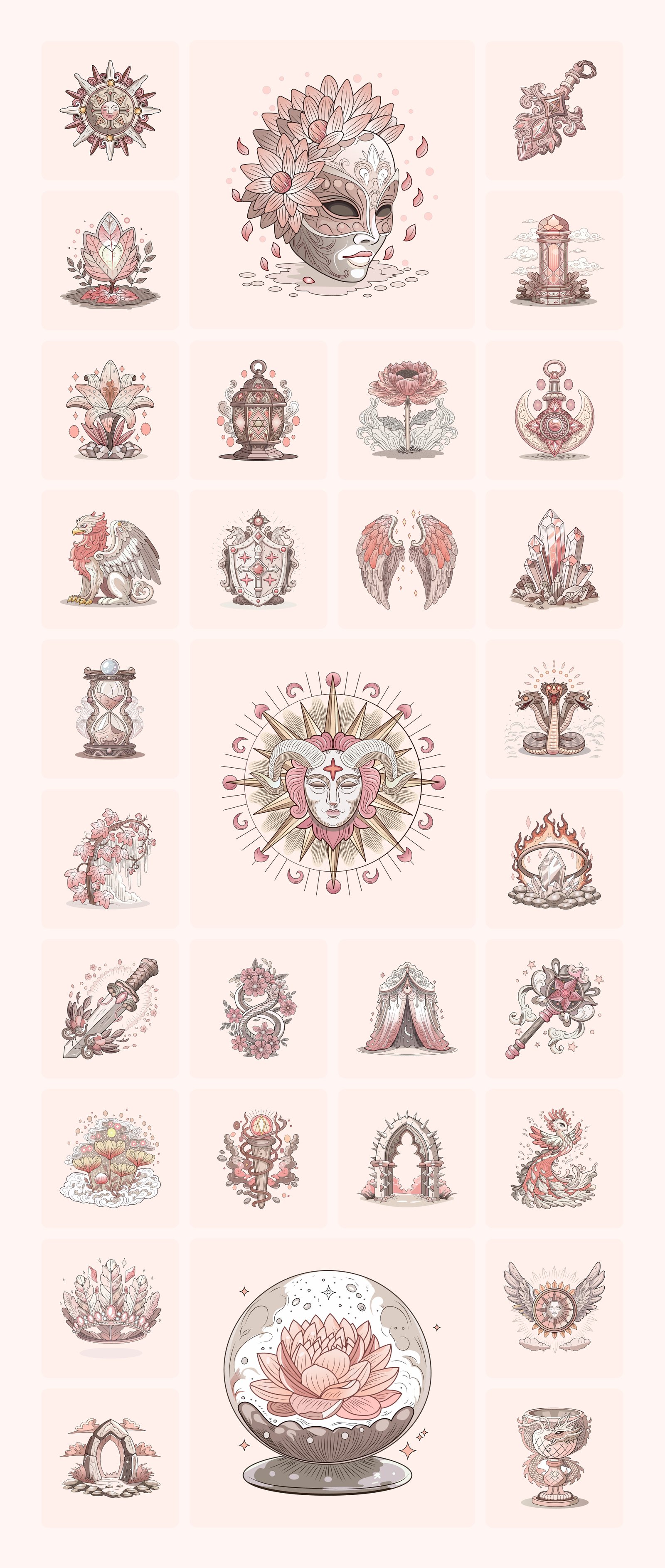 Decorative Fantasy Illustration Art Set