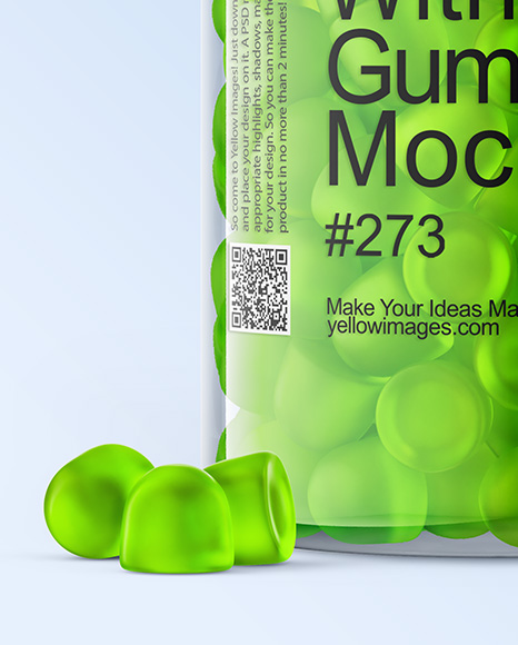 Plastic Jar with Gummies Mockup
