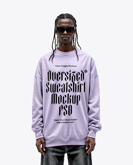 Black Man Wearing an Oversize Sweatshirt and Jeans Mockup