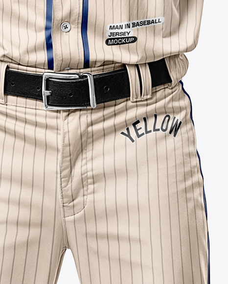 Black Man Wearing a Full Baseball Kit with Bat Mockup