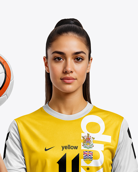 Woman Wearing Soccer Jersey and Shorts Mockup