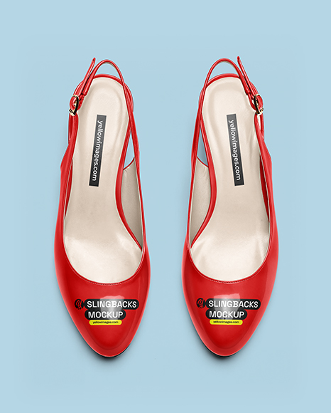 Pair of Glossy Slingbacks Mockup