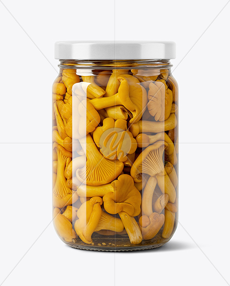 Jar with Chanterelles Mushrooms Mockup