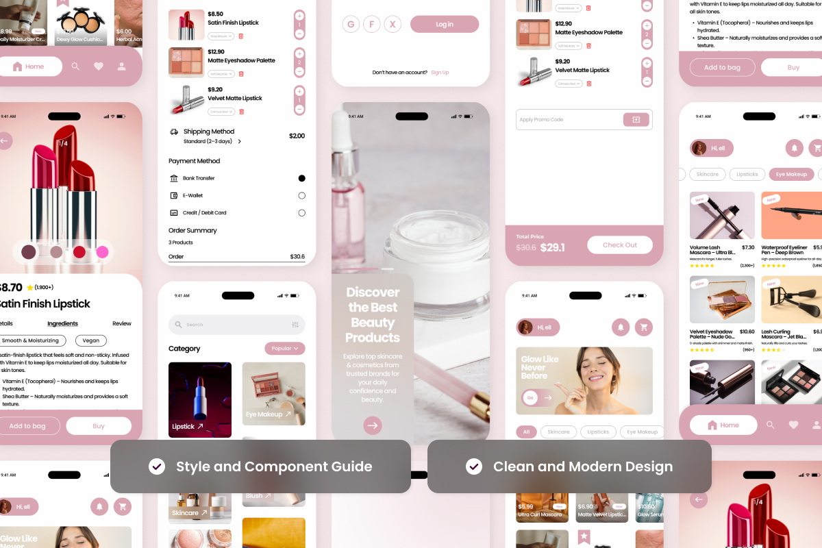 Beautiva – Skincare E-commerce App Design Template