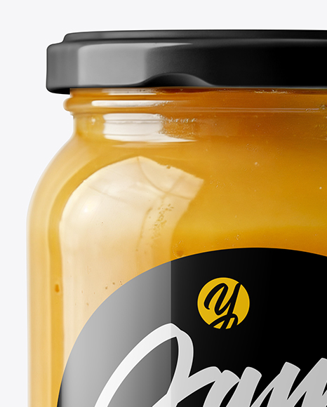 Clear Glass Jar with Apple Butter Mockup