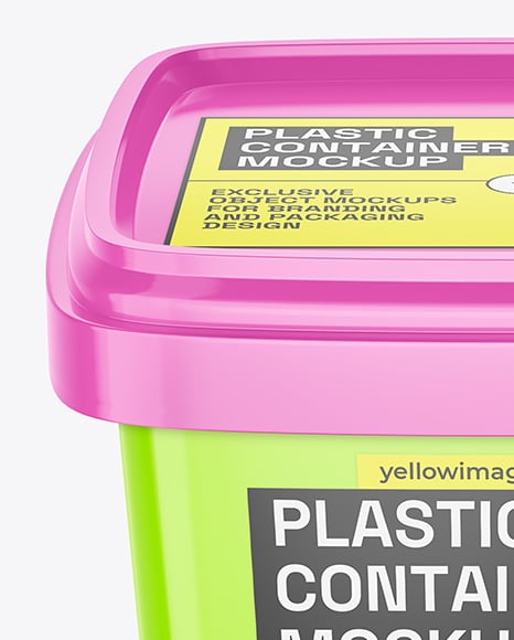Glossy Plastic Food Container Mockup