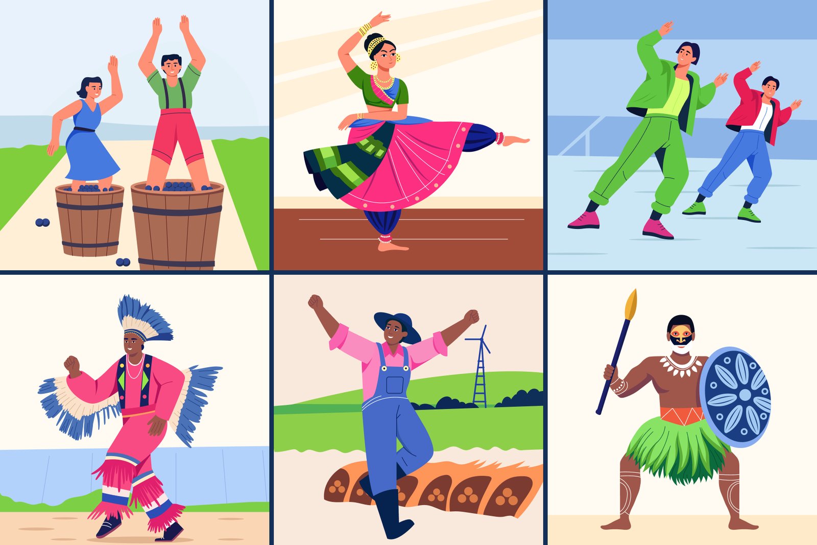 Culture and Festival Art Illustration Set