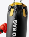 Man Wearing Boxing Sleeveless Hoodie and Shorts with Punching Bag Mockup