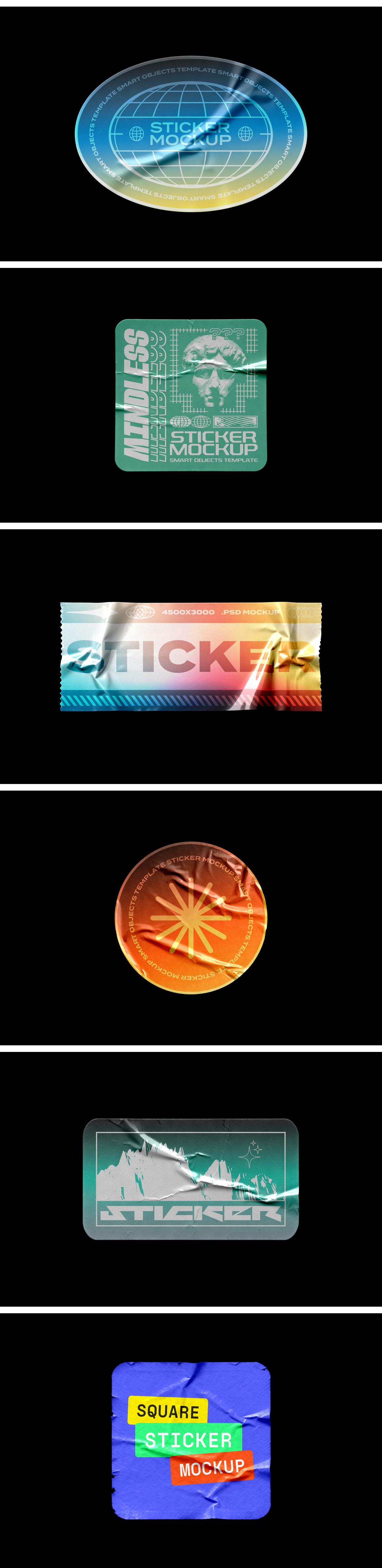 Wrinkled Sticker Mockups