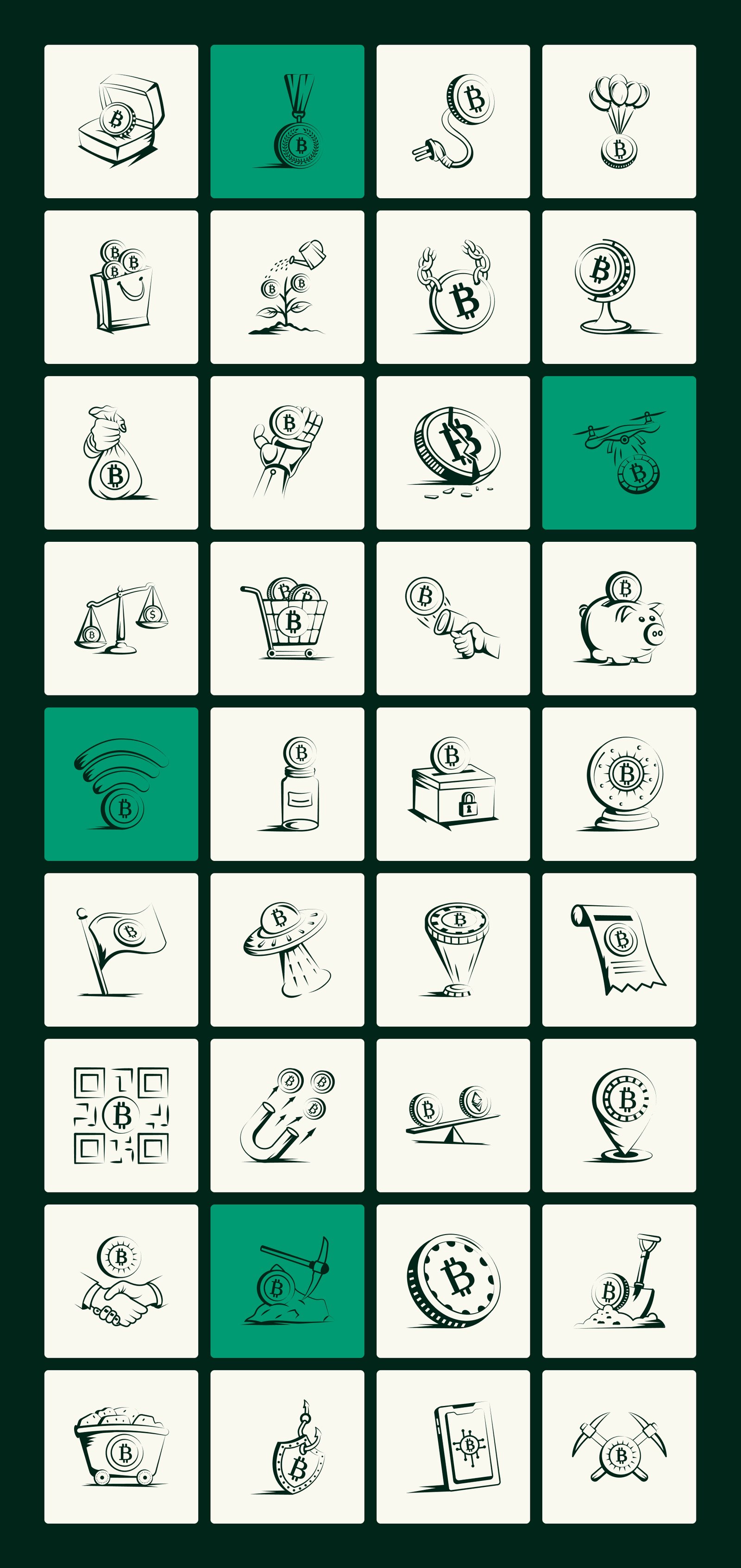 Bitcoin Trading Doodle Art Set
