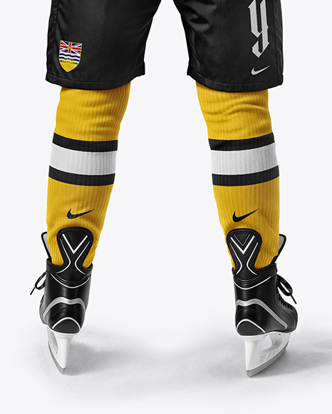 Man Wearing Full Ice Hockey Kit Mockup - Back view