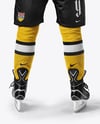 Man Wearing Full Ice Hockey Kit Mockup - Back view
