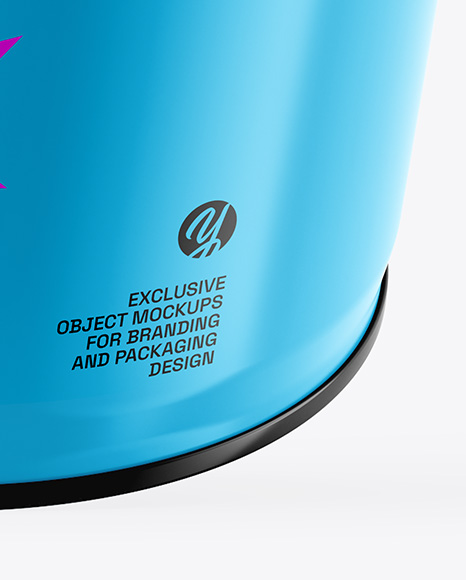 Glossy Tin Can w/ Metallic Handle Mockup