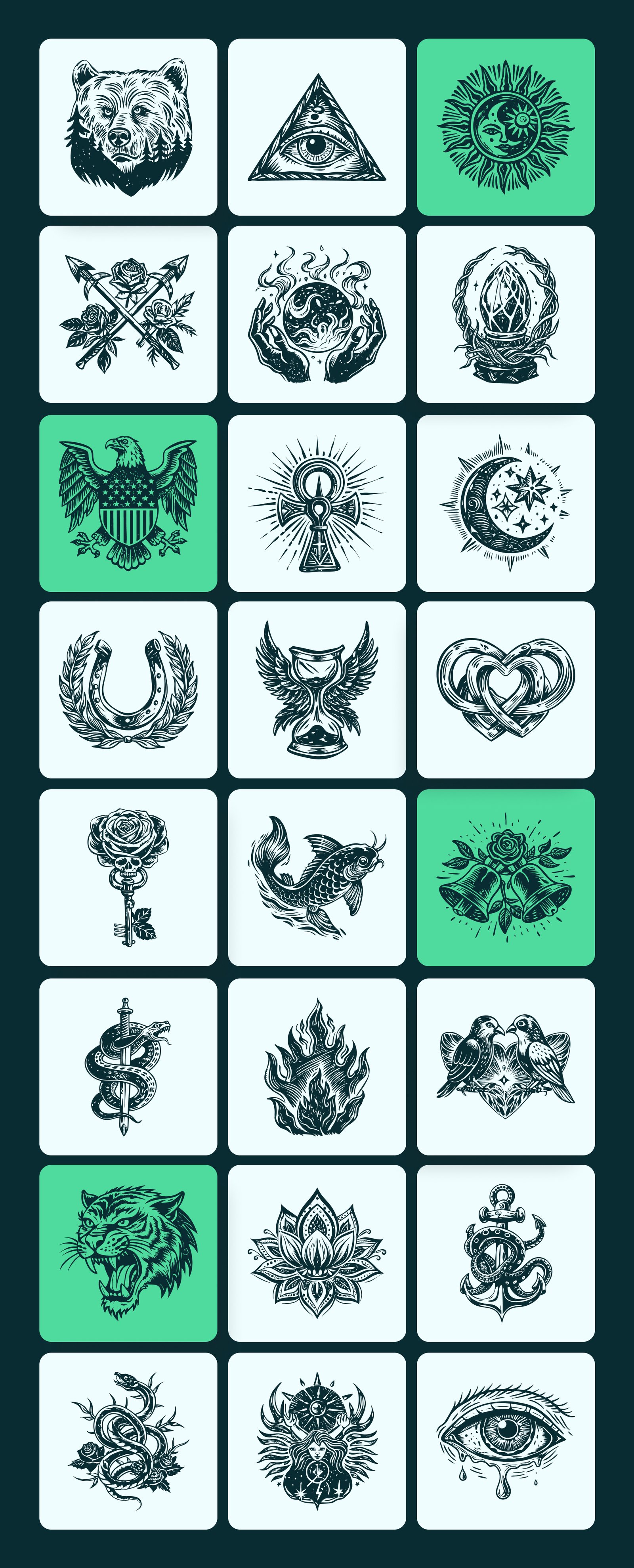 Vintage Tattoo Illustration Set
