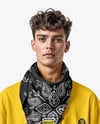 Curly Man Wearing T-shirt and Bandana Mockup