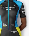 Black Woman Wearing Cycling Jersey and Bib Shorts Mockup